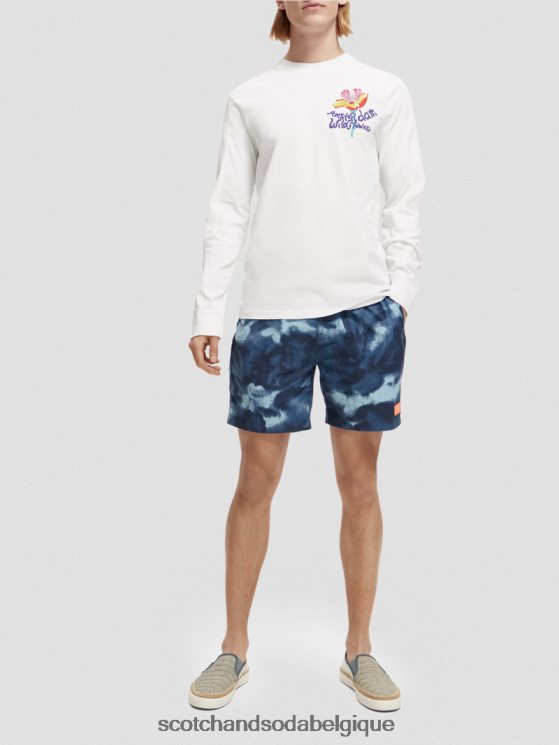 vêtements Scotch & Soda short de bain mi-long imprimé tie-dye- Scotch and Soda femme teinture de cravate bleu marine 6BZRBF689
