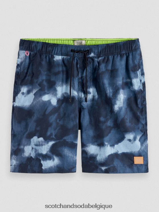 vêtements Scotch & Soda short de bain mi-long imprimé tie-dye- Scotch and Soda femme teinture de cravate bleu marine 6BZRBF689