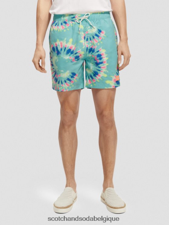 vêtements Scotch & Soda short de bain mi-long imprimé tie-dye- Scotch and Soda outlet teinture de cravate de fleur de menthe 6BZRBF685