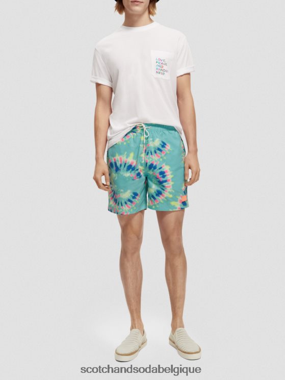vêtements Scotch & Soda short de bain mi-long imprimé tie-dye- Scotch and Soda outlet teinture de cravate de fleur de menthe 6BZRBF685