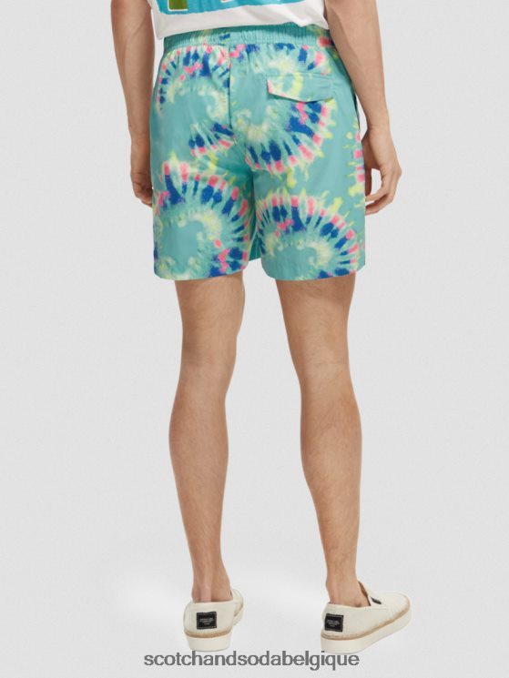 vêtements Scotch & Soda short de bain mi-long imprimé tie-dye- Scotch and Soda outlet teinture de cravate de fleur de menthe 6BZRBF685