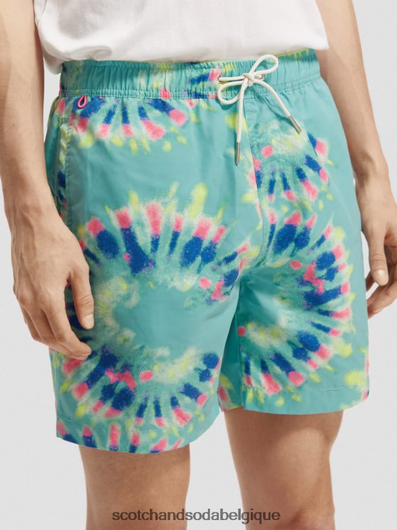 vêtements Scotch & Soda short de bain mi-long imprimé tie-dye- Scotch and Soda outlet teinture de cravate de fleur de menthe 6BZRBF685
