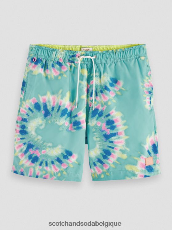 vêtements Scotch & Soda short de bain mi-long imprimé tie-dye- Scotch and Soda outlet teinture de cravate de fleur de menthe 6BZRBF685