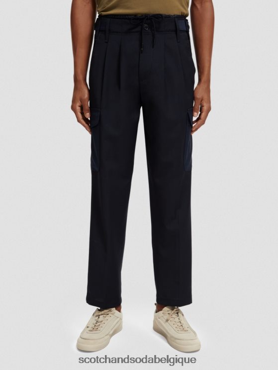 vêtements Scotch & Soda chino cargo ample coupe fuselée en laine mélangée- Scotch and Soda outlet nuit 6BZRBF487