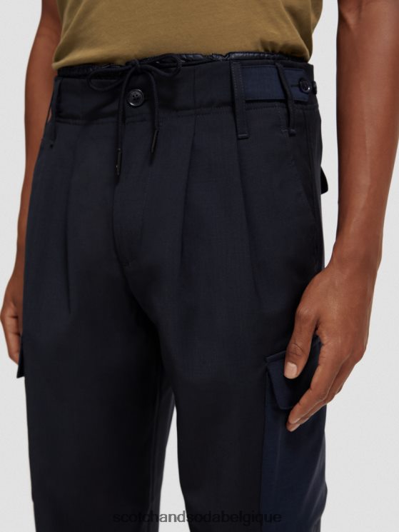 vêtements Scotch & Soda chino cargo ample coupe fuselée en laine mélangée- Scotch and Soda outlet nuit 6BZRBF487