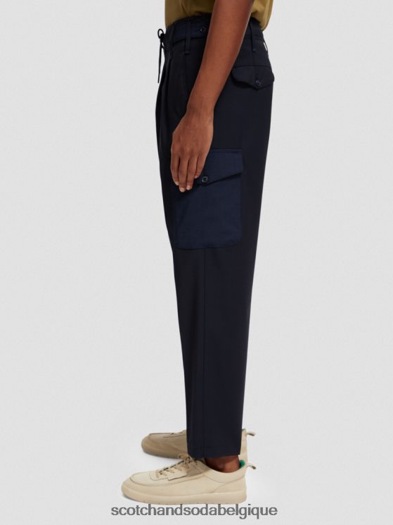 vêtements Scotch & Soda chino cargo ample coupe fuselée en laine mélangée- Scotch and Soda outlet nuit 6BZRBF487