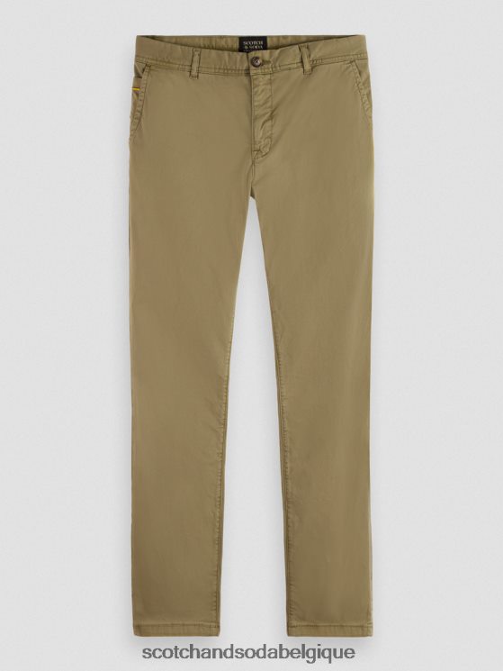 vêtements Scotch & Soda chino super slim fit teint en pièce- Scotch and Soda Belgique kaki 6BZRBF497