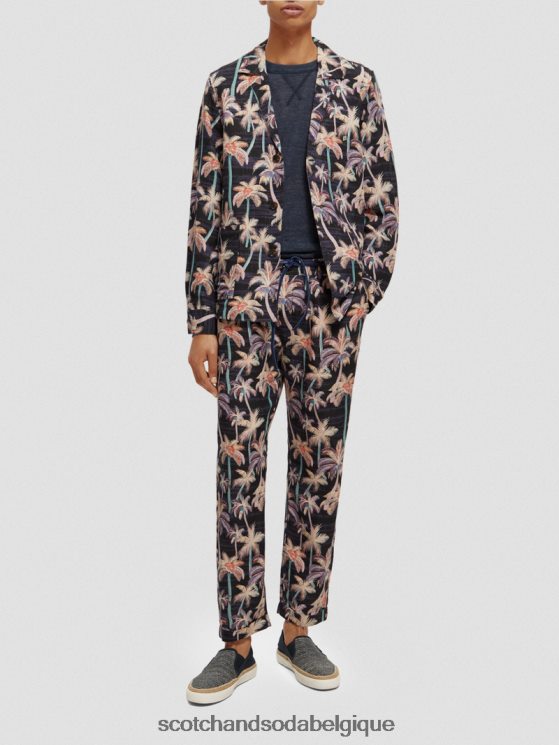 vêtements Scotch & Soda le chino plissé imprimé twilt- Scotch and Soda femme palmier aop noir 6BZRBF500