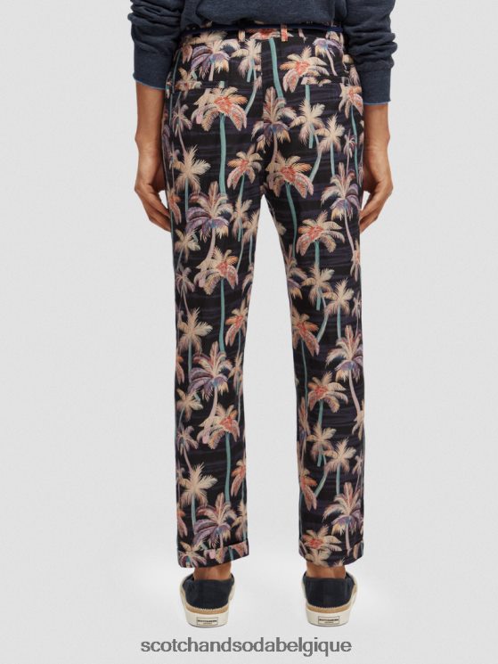 vêtements Scotch & Soda le chino plissé imprimé twilt- Scotch and Soda femme palmier aop noir 6BZRBF500