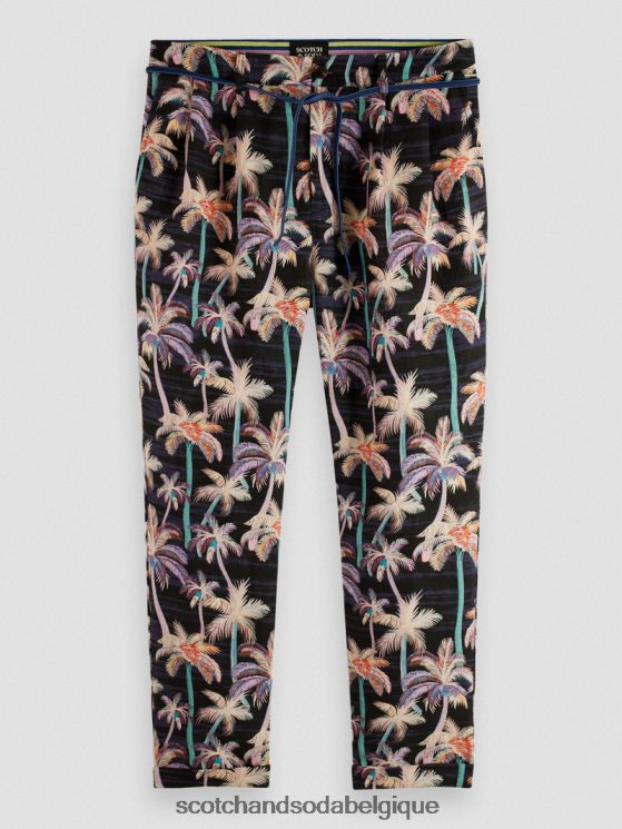 vêtements Scotch & Soda le chino plissé imprimé twilt- Scotch and Soda femme palmier aop noir 6BZRBF500