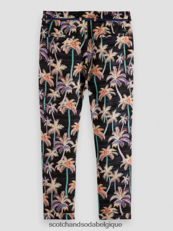 vêtements Scotch & Soda le chino plissé imprimé twilt- Scotch and Soda femme palmier aop noir 6BZRBF500