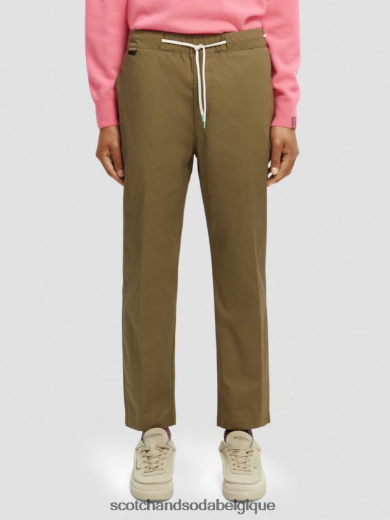 vêtements Scotch & Soda le jogger classique en popeline coupe fuselée préféré- Scotch and Soda shop online kaki 6BZRBF485