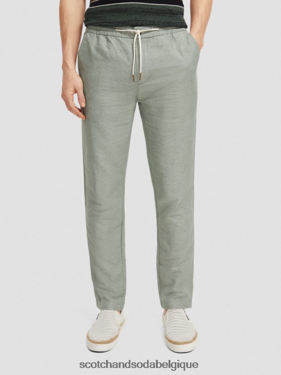 vêtements Scotch & Soda pantalon de jogging en lin mélangé à jambe droite warren- Scotch and Soda Liﾨﾨge armée 6BZRBF474