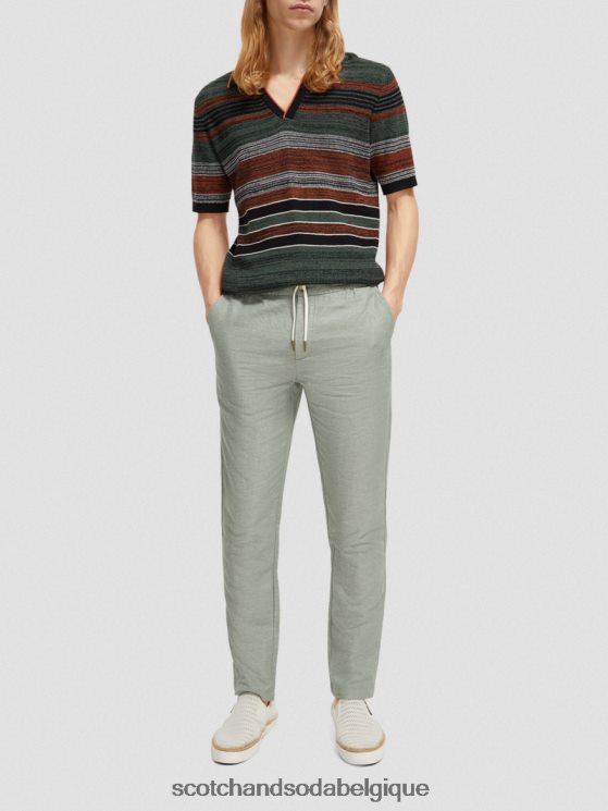 vêtements Scotch & Soda pantalon de jogging en lin mélangé à jambe droite warren- Scotch and Soda Liﾨﾨge armée 6BZRBF474