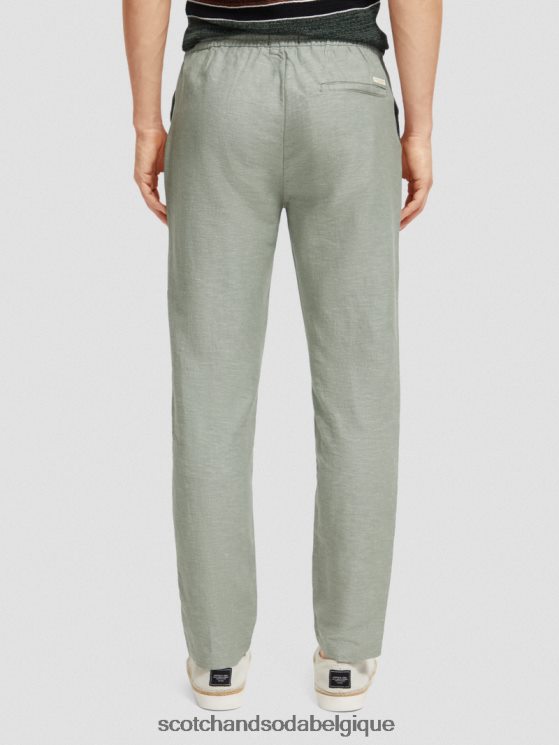 vêtements Scotch & Soda pantalon de jogging en lin mélangé à jambe droite warren- Scotch and Soda Liﾨﾨge armée 6BZRBF474