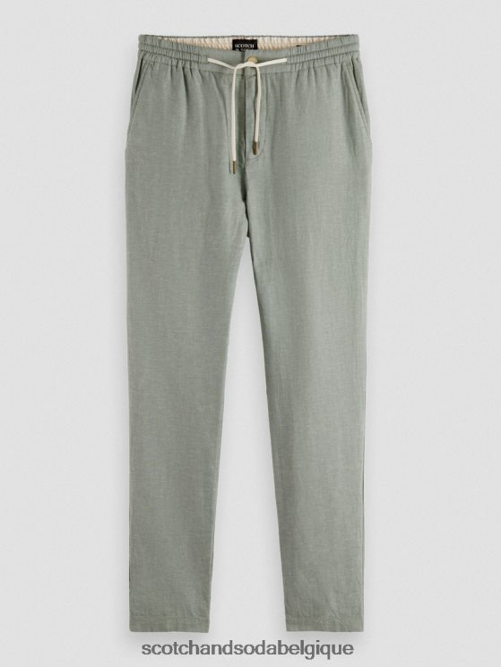 vêtements Scotch & Soda pantalon de jogging en lin mélangé à jambe droite warren- Scotch and Soda Liﾨﾨge armée 6BZRBF474