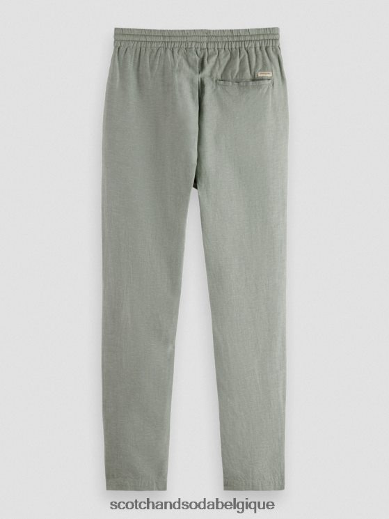 vêtements Scotch & Soda pantalon de jogging en lin mélangé à jambe droite warren- Scotch and Soda Liﾨﾨge armée 6BZRBF474