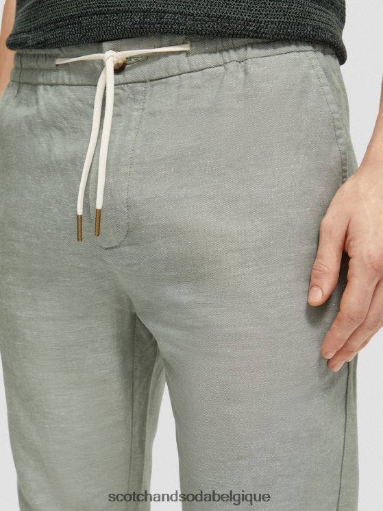 vêtements Scotch & Soda pantalon de jogging en lin mélangé à jambe droite warren- Scotch and Soda Liﾨﾨge armée 6BZRBF474