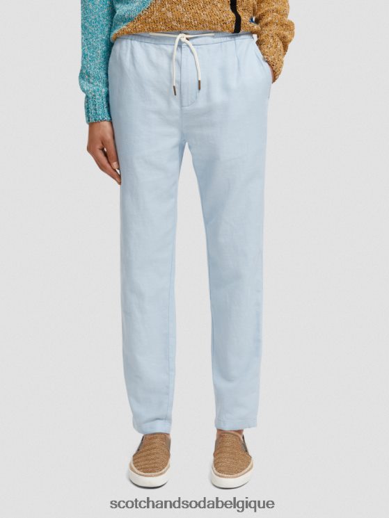vêtements Scotch & Soda pantalon de jogging en lin mélangé à jambe droite warren- Scotch and Soda Namur ciel 6BZRBF481