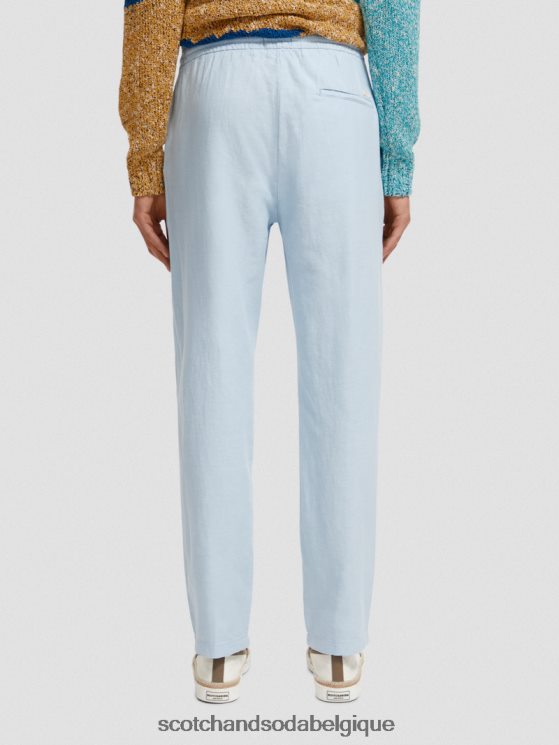 vêtements Scotch & Soda pantalon de jogging en lin mélangé à jambe droite warren- Scotch and Soda Namur ciel 6BZRBF481