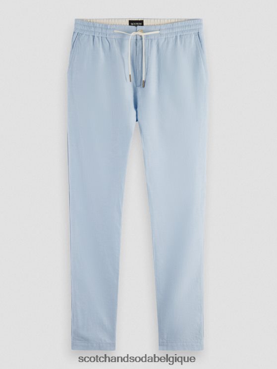 vêtements Scotch & Soda pantalon de jogging en lin mélangé à jambe droite warren- Scotch and Soda Namur ciel 6BZRBF481