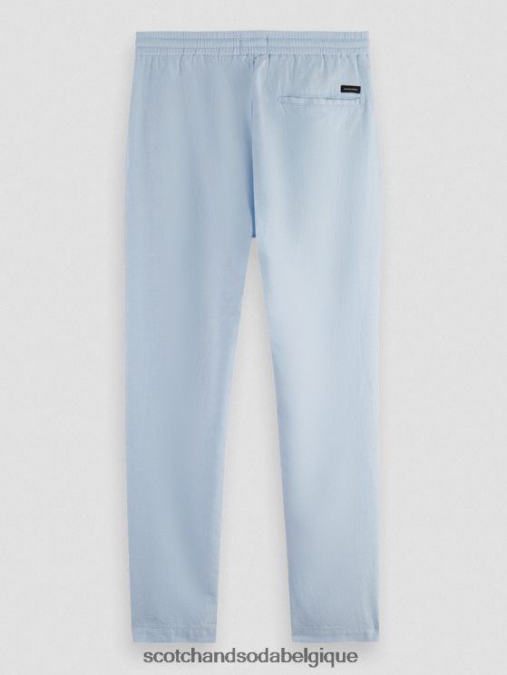 vêtements Scotch & Soda pantalon de jogging en lin mélangé à jambe droite warren- Scotch and Soda Namur ciel 6BZRBF481