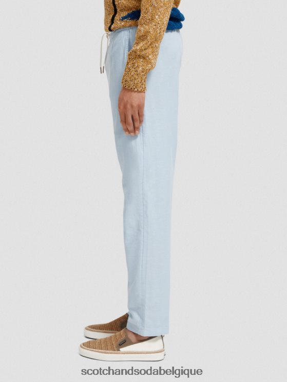 vêtements Scotch & Soda pantalon de jogging en lin mélangé à jambe droite warren- Scotch and Soda Namur ciel 6BZRBF481