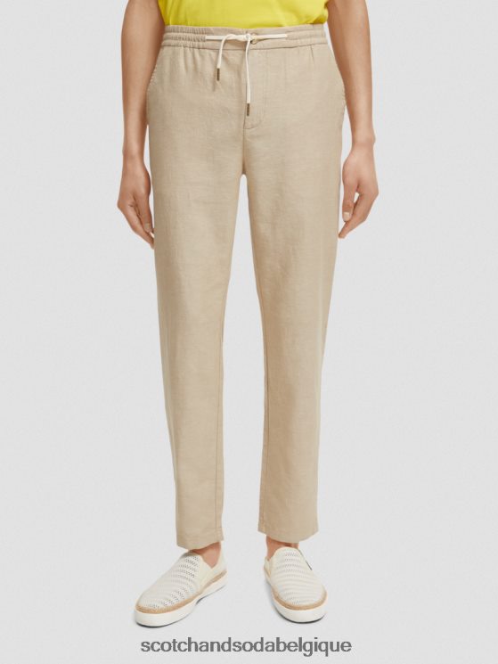 vêtements Scotch & Soda pantalon de jogging en lin mélangé à jambe droite warren- Scotch and Soda femme sable 6BZRBF473