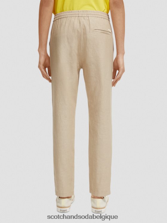vêtements Scotch & Soda pantalon de jogging en lin mélangé à jambe droite warren- Scotch and Soda femme sable 6BZRBF473