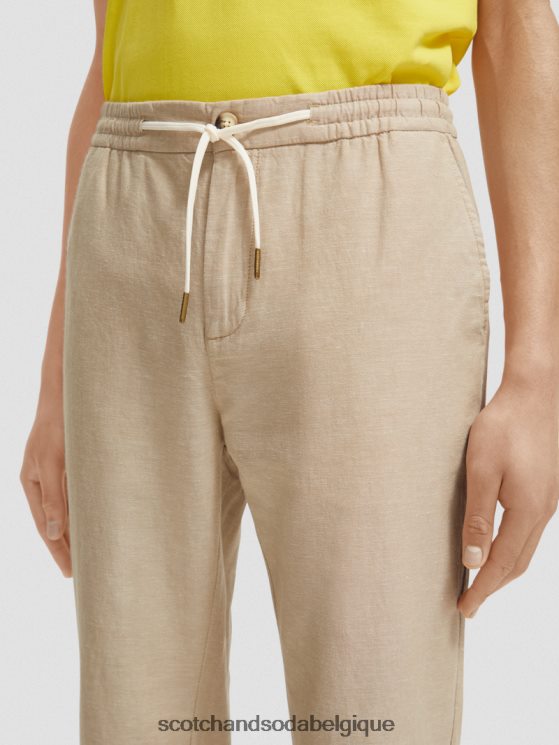 vêtements Scotch & Soda pantalon de jogging en lin mélangé à jambe droite warren- Scotch and Soda femme sable 6BZRBF473