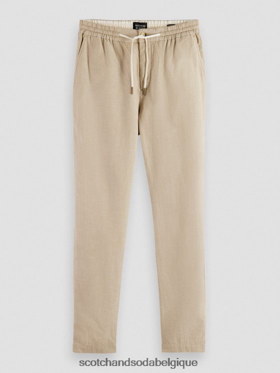 vêtements Scotch & Soda pantalon de jogging en lin mélangé à jambe droite warren- Scotch and Soda femme sable 6BZRBF473