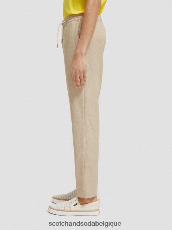 vêtements Scotch & Soda pantalon de jogging en lin mélangé à jambe droite warren- Scotch and Soda femme sable 6BZRBF473