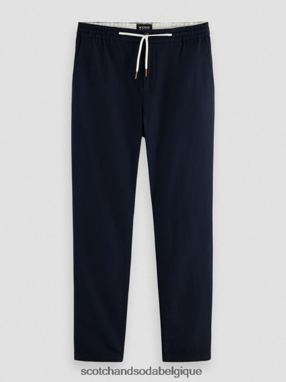 vêtements Scotch & Soda pantalon de jogging en lin mélangé à jambe droite warren- Scotch and Soda outlet marin 6BZRBF478
