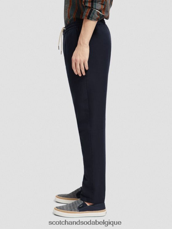 vêtements Scotch & Soda pantalon de jogging en lin mélangé à jambe droite warren- Scotch and Soda outlet marin 6BZRBF478