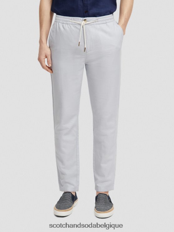 vêtements Scotch & Soda pantalon de jogging en lin mélangé à jambe droite warren- Scotch and Soda shop near me gris clair 6BZRBF477