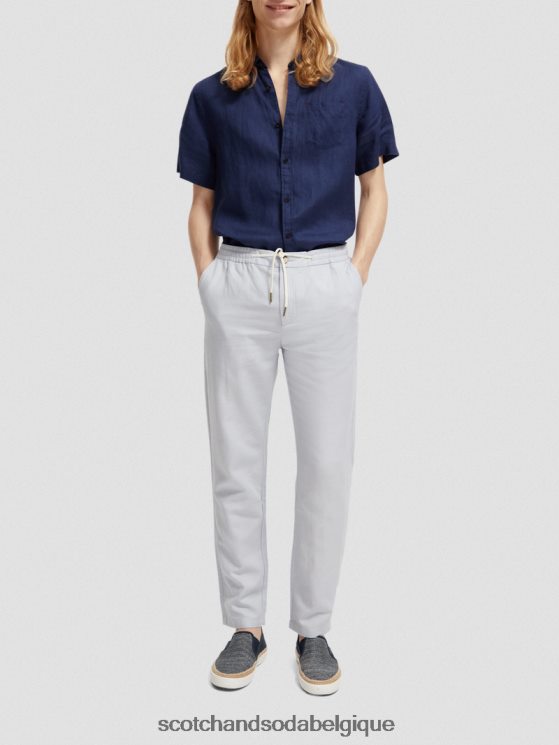 vêtements Scotch & Soda pantalon de jogging en lin mélangé à jambe droite warren- Scotch and Soda shop near me gris clair 6BZRBF477
