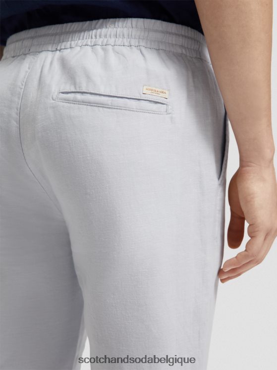 vêtements Scotch & Soda pantalon de jogging en lin mélangé à jambe droite warren- Scotch and Soda shop near me gris clair 6BZRBF477