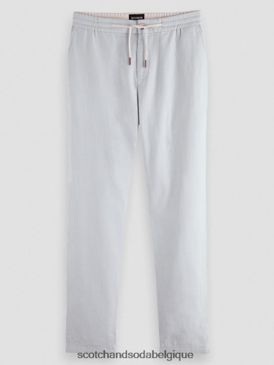 vêtements Scotch & Soda pantalon de jogging en lin mélangé à jambe droite warren- Scotch and Soda shop near me gris clair 6BZRBF477