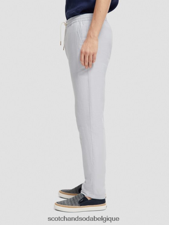 vêtements Scotch & Soda pantalon de jogging en lin mélangé à jambe droite warren- Scotch and Soda shop near me gris clair 6BZRBF477