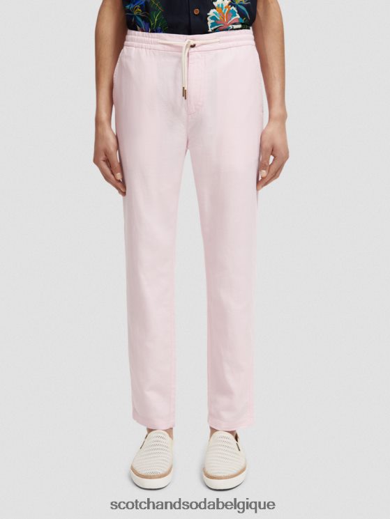 vêtements Scotch & Soda pantalon de jogging en lin mélangé à jambe droite warren- Scotch and Soda shop online rose 6BZRBF476