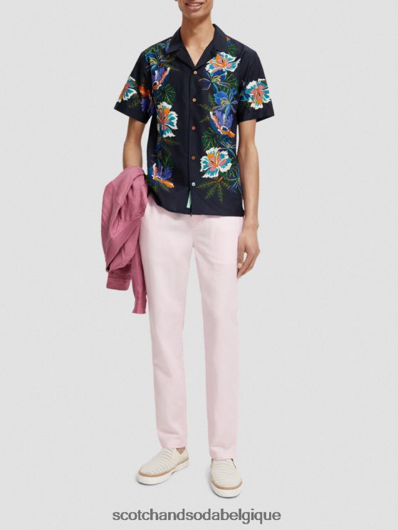 vêtements Scotch & Soda pantalon de jogging en lin mélangé à jambe droite warren- Scotch and Soda shop online rose 6BZRBF476