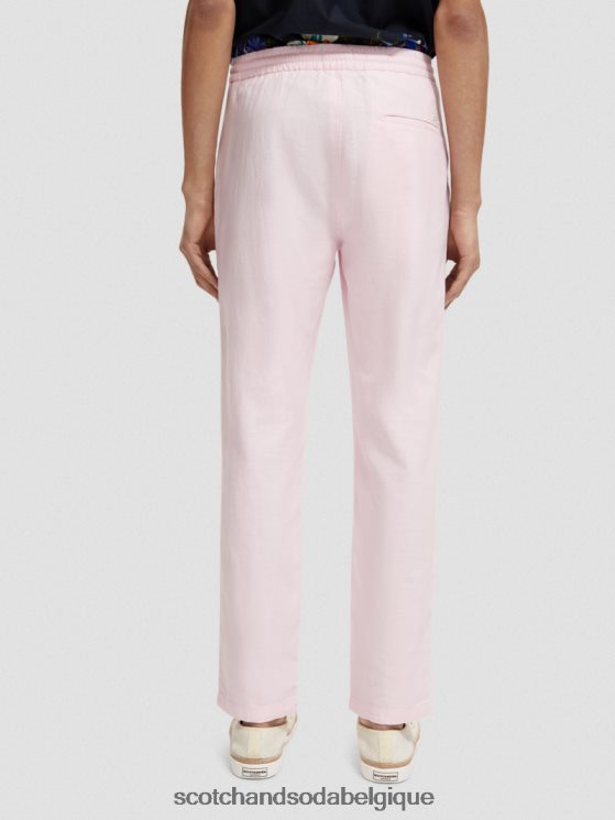 vêtements Scotch & Soda pantalon de jogging en lin mélangé à jambe droite warren- Scotch and Soda shop online rose 6BZRBF476