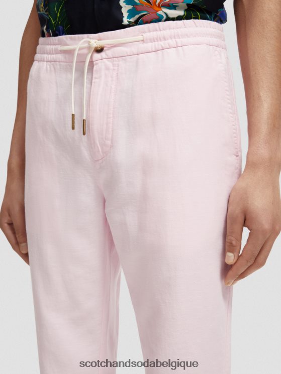 vêtements Scotch & Soda pantalon de jogging en lin mélangé à jambe droite warren- Scotch and Soda shop online rose 6BZRBF476