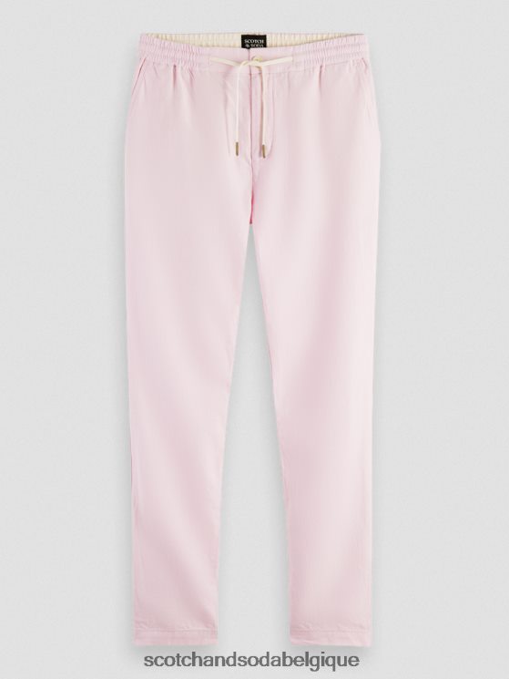 vêtements Scotch & Soda pantalon de jogging en lin mélangé à jambe droite warren- Scotch and Soda shop online rose 6BZRBF476