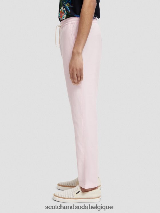 vêtements Scotch & Soda pantalon de jogging en lin mélangé à jambe droite warren- Scotch and Soda shop online rose 6BZRBF476