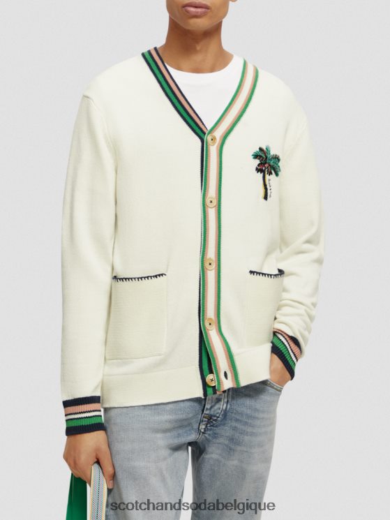 vêtements Scotch & Soda cardigan brodé à col V- Scotch and Soda femme jean blanc 6BZRBF635