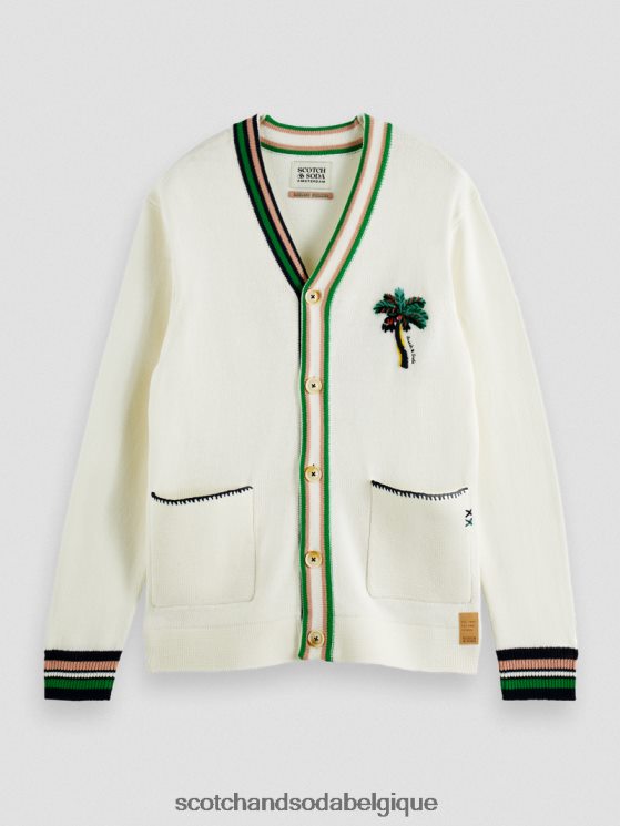 vêtements Scotch & Soda cardigan brodé à col V- Scotch and Soda femme jean blanc 6BZRBF635