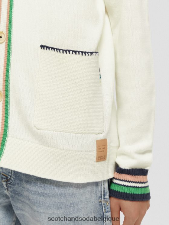 vêtements Scotch & Soda cardigan brodé à col V- Scotch and Soda femme jean blanc 6BZRBF635