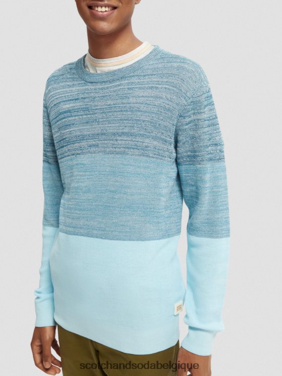 vêtements Scotch & Soda pull biologique en maille structurée à rayures- Scotch and Soda shop online combo b 6BZRBF656