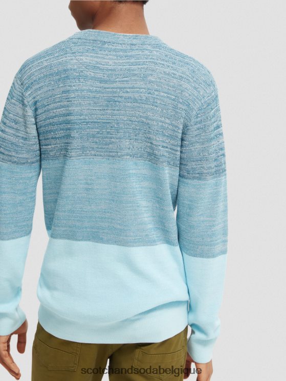 vêtements Scotch & Soda pull biologique en maille structurée à rayures- Scotch and Soda shop online combo b 6BZRBF656